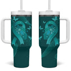 Australia Tourettes Awareness Personalised Tumbler With Handle Butterfly Ribbon Art