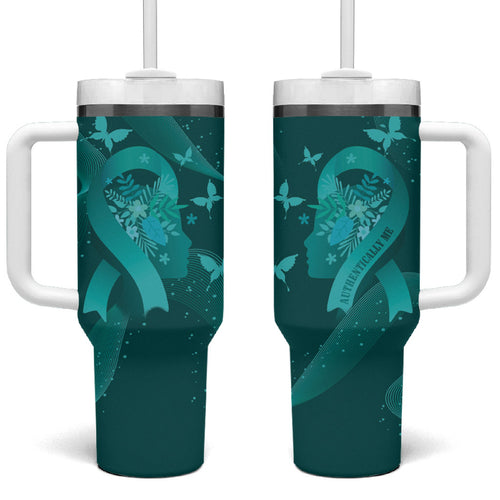 Australia Tourettes Awareness Personalised Tumbler With Handle Butterfly Ribbon Art