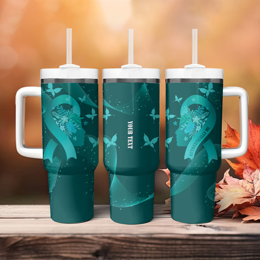 Australia Tourettes Awareness Personalised Tumbler With Handle Butterfly Ribbon Art