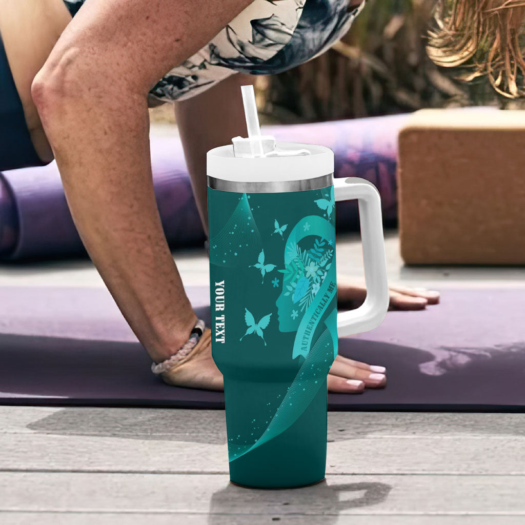 Australia Tourettes Awareness Personalised Tumbler With Handle Butterfly Ribbon Art