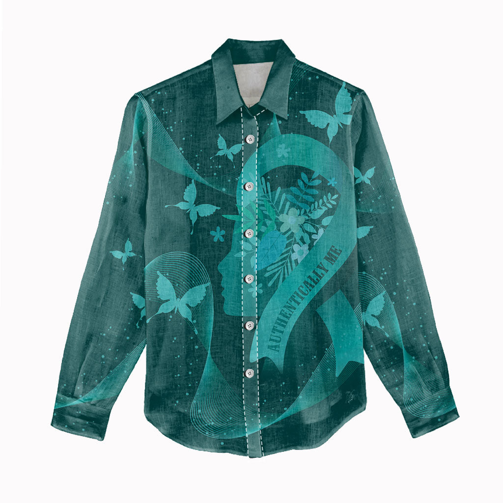 Australia Tourettes Awareness Personalised Women Casual Shirt Butterfly Ribbon Art