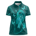 Australia Tourettes Awareness Personalised Women Polo Shirt Butterfly Ribbon Art