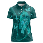 Australia Tourettes Awareness Personalised Women Polo Shirt Butterfly Ribbon Art