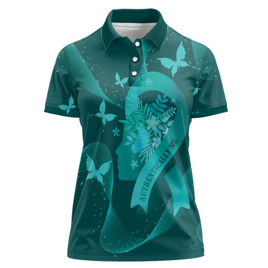 Australia Tourettes Awareness Personalised Women Polo Shirt Butterfly Ribbon Art