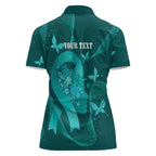 Australia Tourettes Awareness Personalised Women Polo Shirt Butterfly Ribbon Art