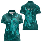 Australia Tourettes Awareness Personalised Women Polo Shirt Butterfly Ribbon Art