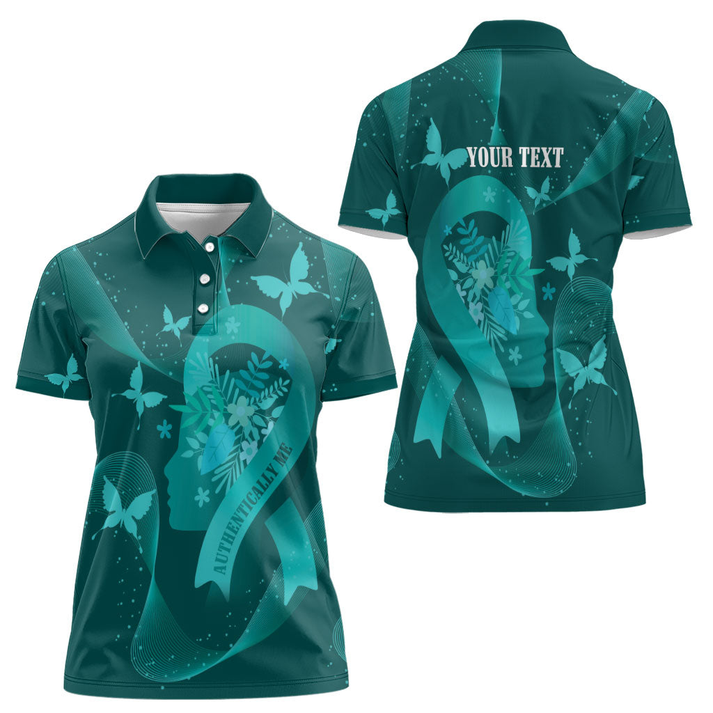 Australia Tourettes Awareness Personalised Women Polo Shirt Butterfly Ribbon Art