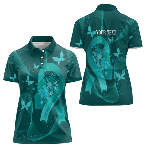 Australia Tourettes Awareness Personalised Women Polo Shirt Butterfly Ribbon Art