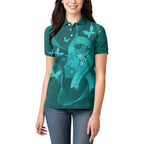 Australia Tourettes Awareness Personalised Women Polo Shirt Butterfly Ribbon Art