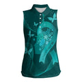 Australia Tourettes Awareness Personalised Women Sleeveless Polo Shirt Butterfly Ribbon Art