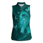 Australia Tourettes Awareness Personalised Women Sleeveless Polo Shirt Butterfly Ribbon Art