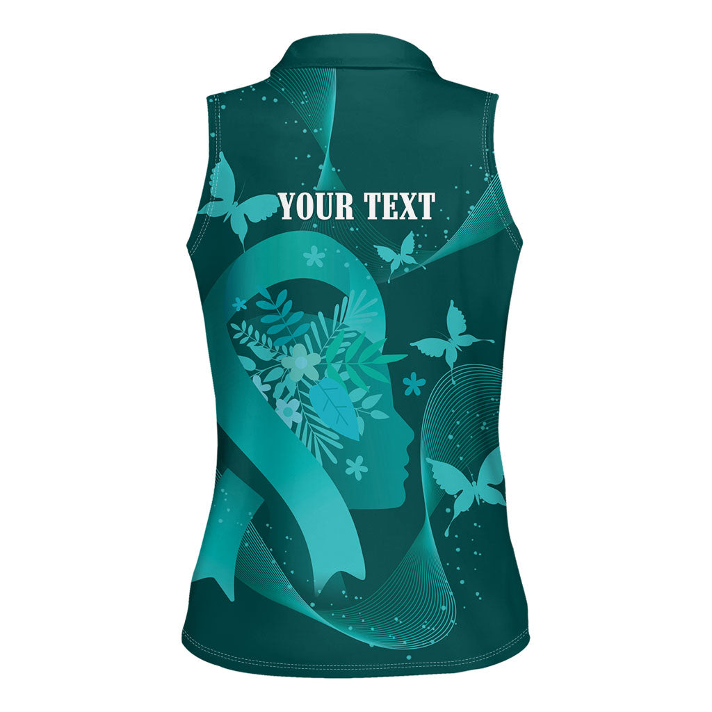 Australia Tourettes Awareness Personalised Women Sleeveless Polo Shirt Butterfly Ribbon Art
