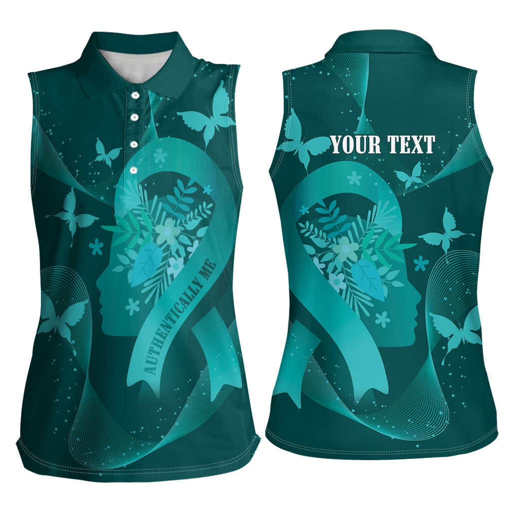 Australia Tourettes Awareness Personalised Women Sleeveless Polo Shirt Butterfly Ribbon Art