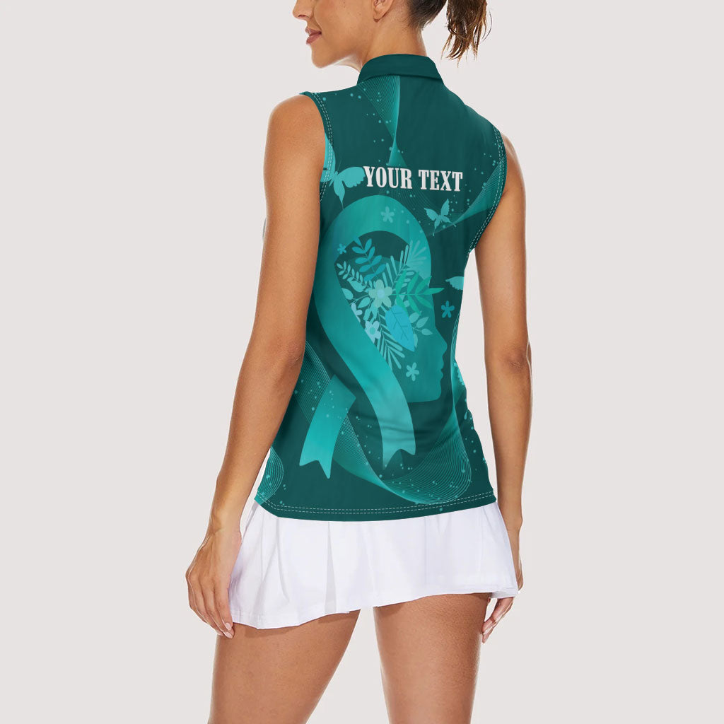 Australia Tourettes Awareness Personalised Women Sleeveless Polo Shirt Butterfly Ribbon Art
