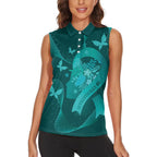 Australia Tourettes Awareness Personalised Women Sleeveless Polo Shirt Butterfly Ribbon Art