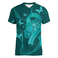 Australia Tourettes Awareness Personalised Women V-Neck T-Shirt Butterfly Ribbon Art