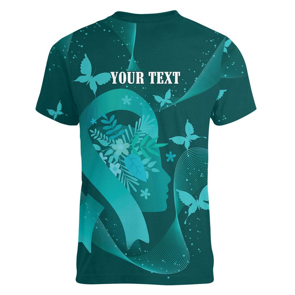 Australia Tourettes Awareness Personalised Women V-Neck T-Shirt Butterfly Ribbon Art