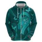 Australia Tourettes Awareness Personalised Zip Hoodie Butterfly Ribbon Art