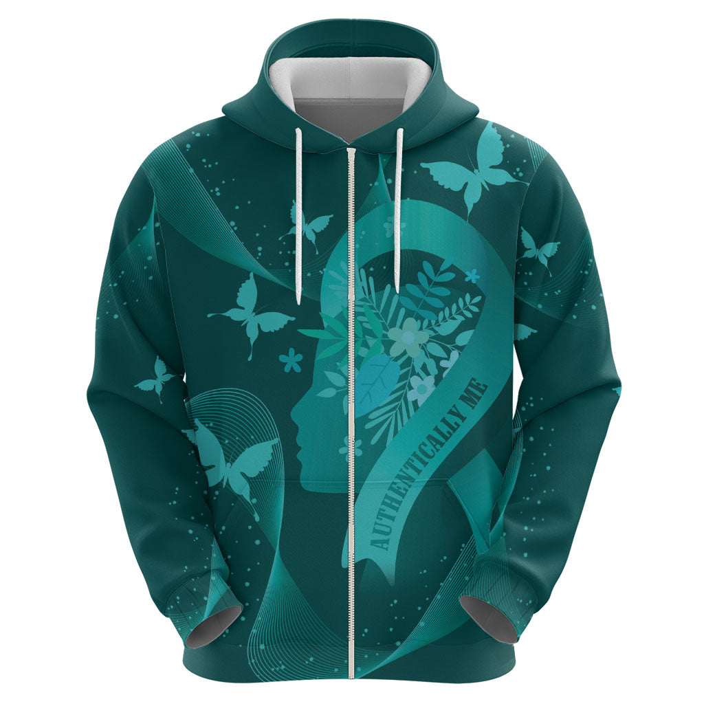 Australia Tourettes Awareness Personalised Zip Hoodie Butterfly Ribbon Art