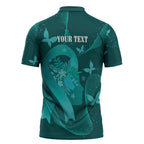 Australia Tourettes Awareness Personalised Zipper Polo Shirt Butterfly Ribbon Art