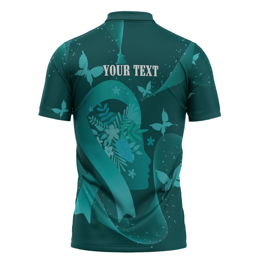Australia Tourettes Awareness Personalised Zipper Polo Shirt Butterfly Ribbon Art