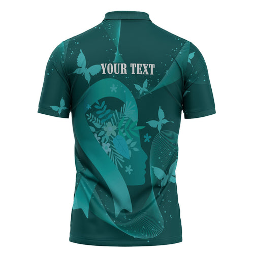 Australia Tourettes Awareness Personalised Zipper Polo Shirt Butterfly Ribbon Art