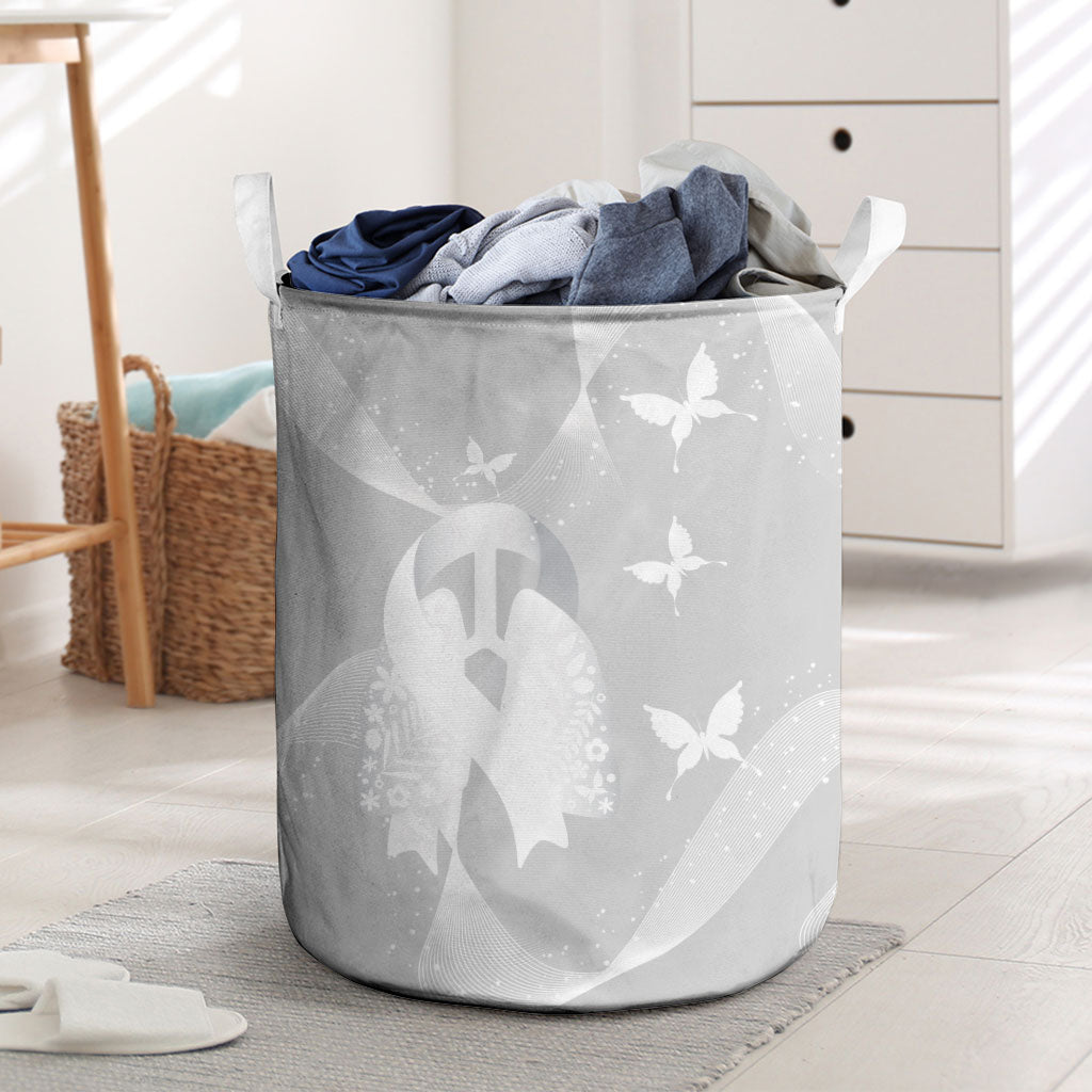 Australia Lung Cancer Awareness Laundry Basket Butterfly Ribbon Art