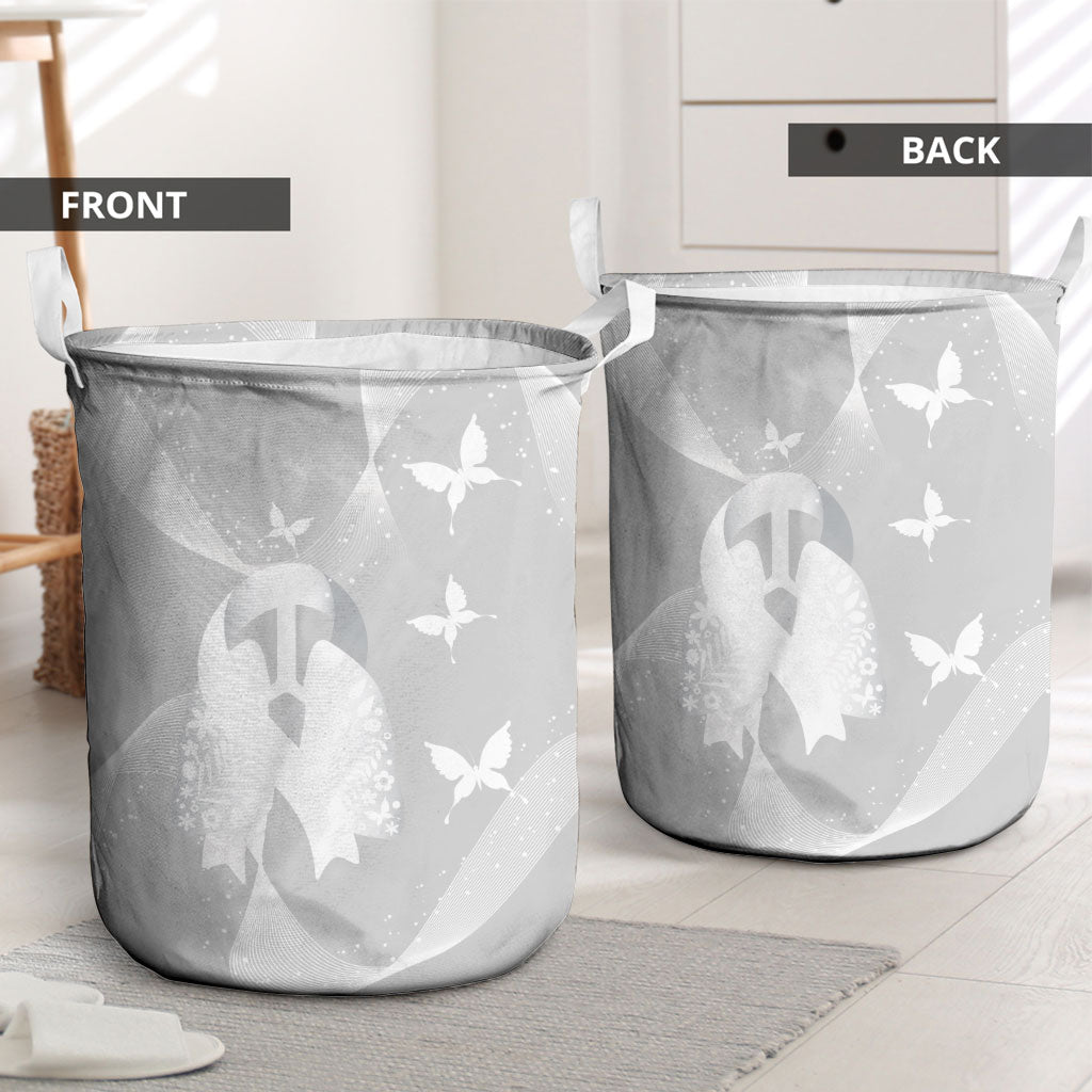 Australia Lung Cancer Awareness Laundry Basket Butterfly Ribbon Art