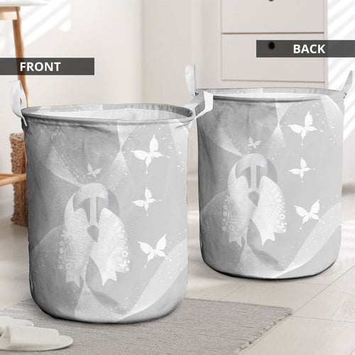 Australia Lung Cancer Awareness Laundry Basket Butterfly Ribbon Art