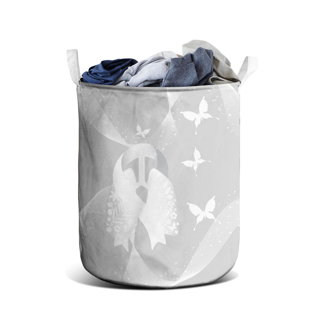 Australia Lung Cancer Awareness Laundry Basket Butterfly Ribbon Art