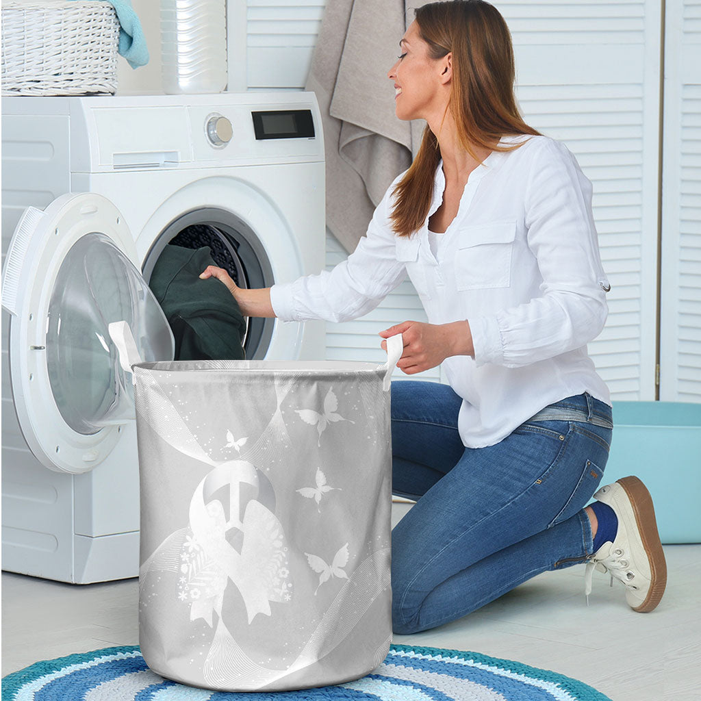 Australia Lung Cancer Awareness Laundry Basket Butterfly Ribbon Art