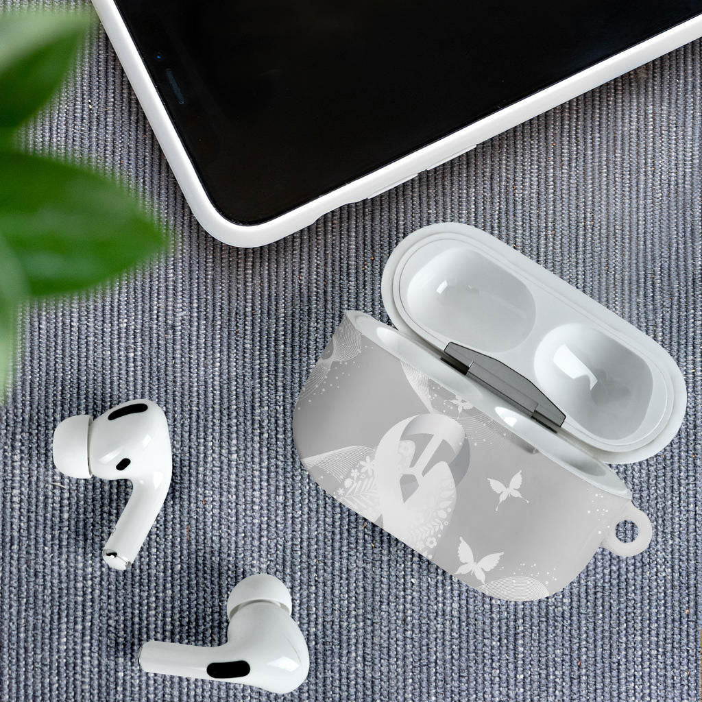 Australia Lung Cancer Awareness AirPods Case Butterfly Ribbon Art