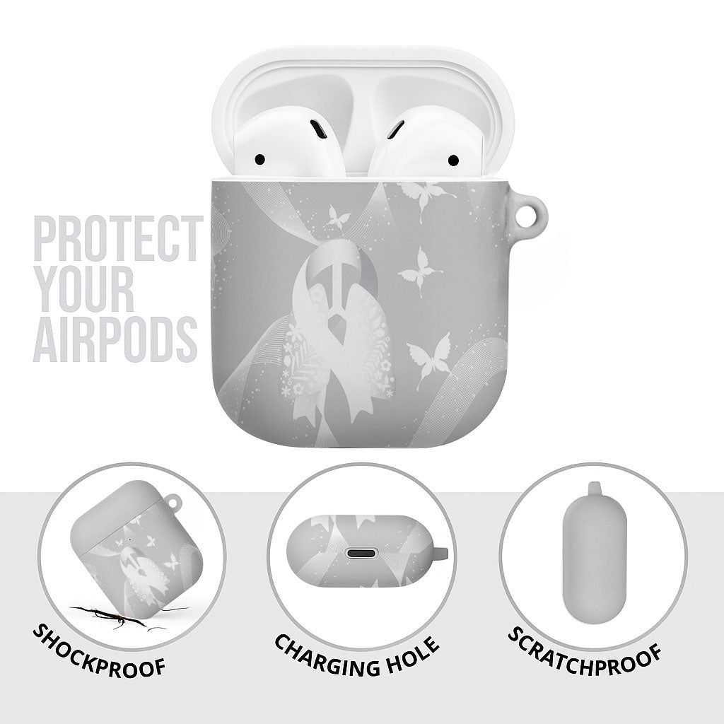 Australia Lung Cancer Awareness AirPods Case Butterfly Ribbon Art