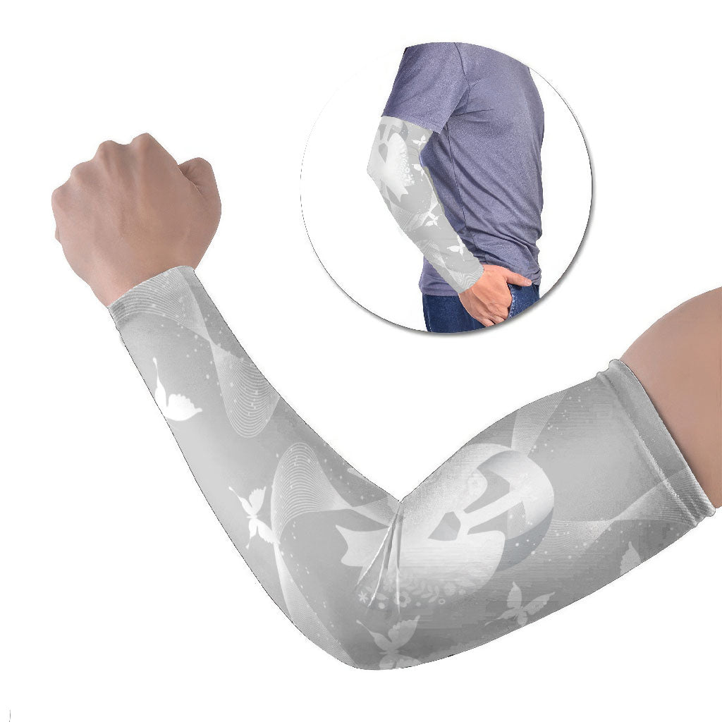 Australia Lung Cancer Awareness Personalised Arm Sleeves Butterfly Ribbon Art