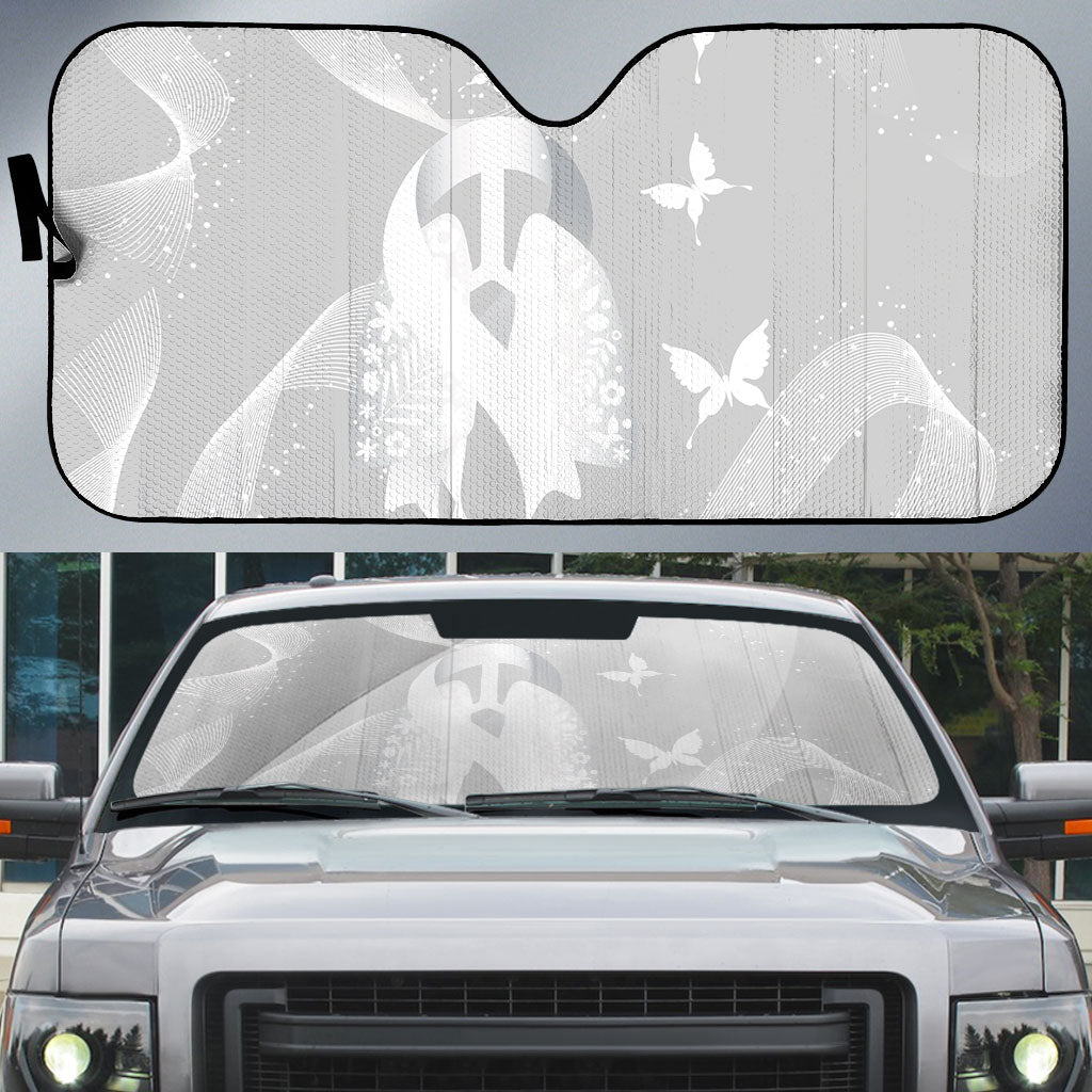 Australia Lung Cancer Awareness Auto Sun Shade Butterfly Ribbon Art