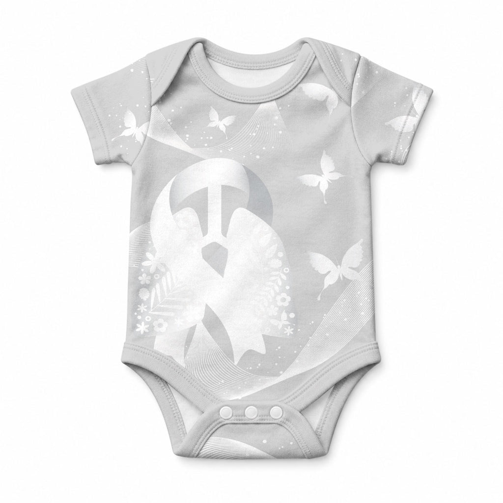 Australia Lung Cancer Support Personalised Baby Onesie Butterfly Ribbon Art