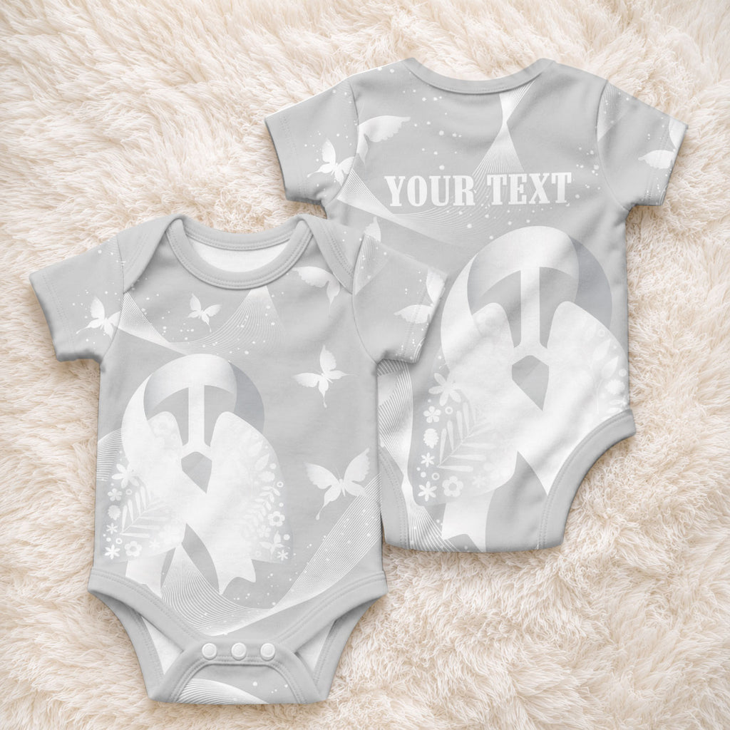 Australia Lung Cancer Support Personalised Baby Onesie Butterfly Ribbon Art