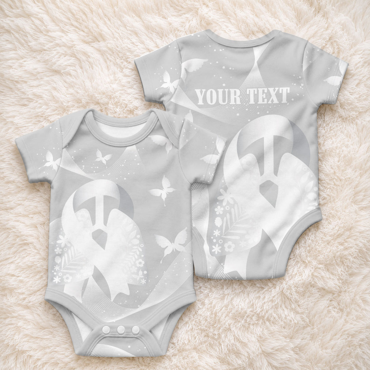 Australia Lung Cancer Support Personalised Baby Onesie Butterfly Ribbon Art