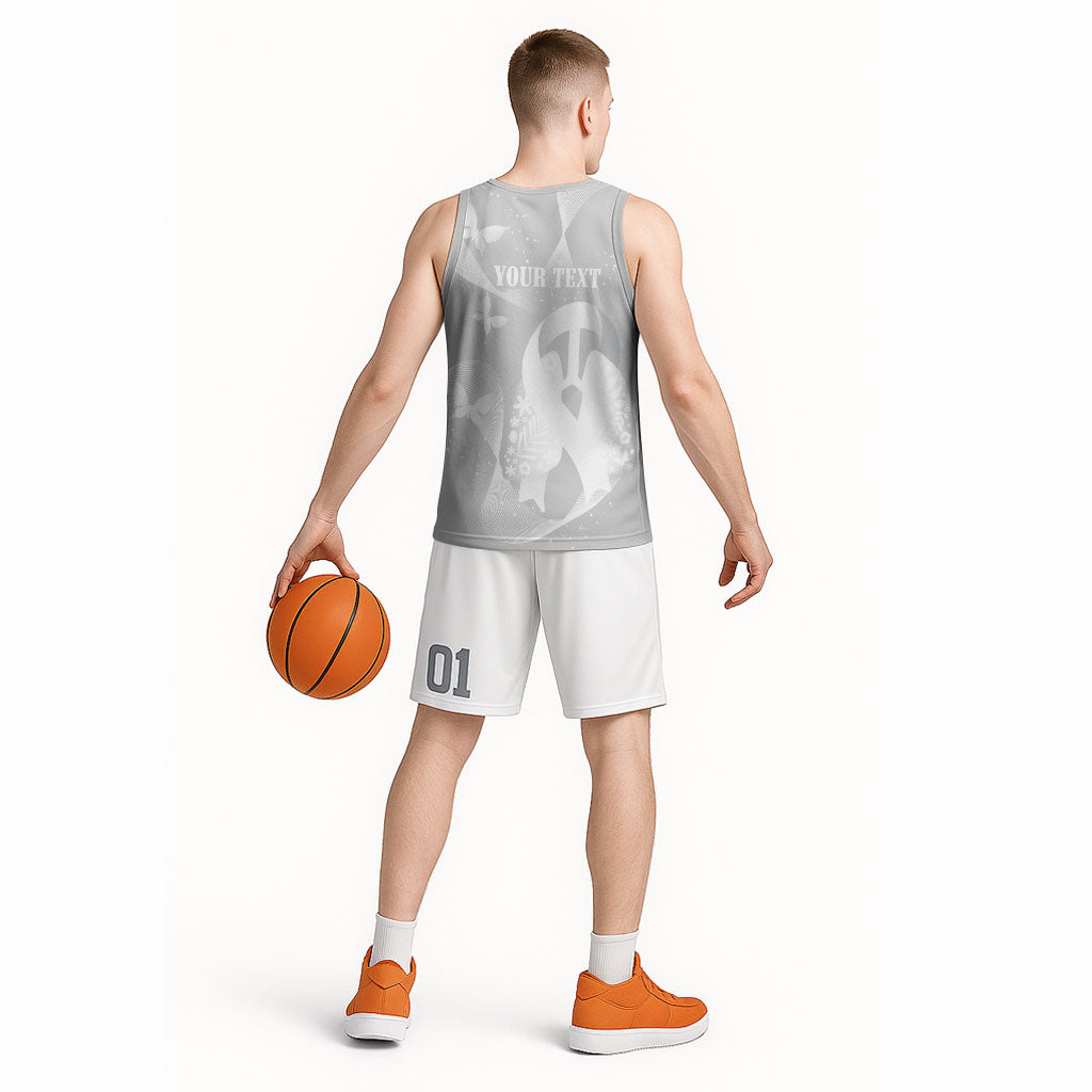 Australia Lung Cancer Awareness Personalised Basketball Jersey Butterfly Ribbon Art