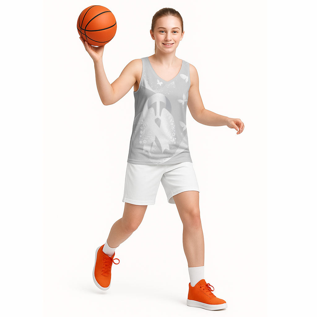 Australia Lung Cancer Awareness Personalised Basketball Jersey Butterfly Ribbon Art
