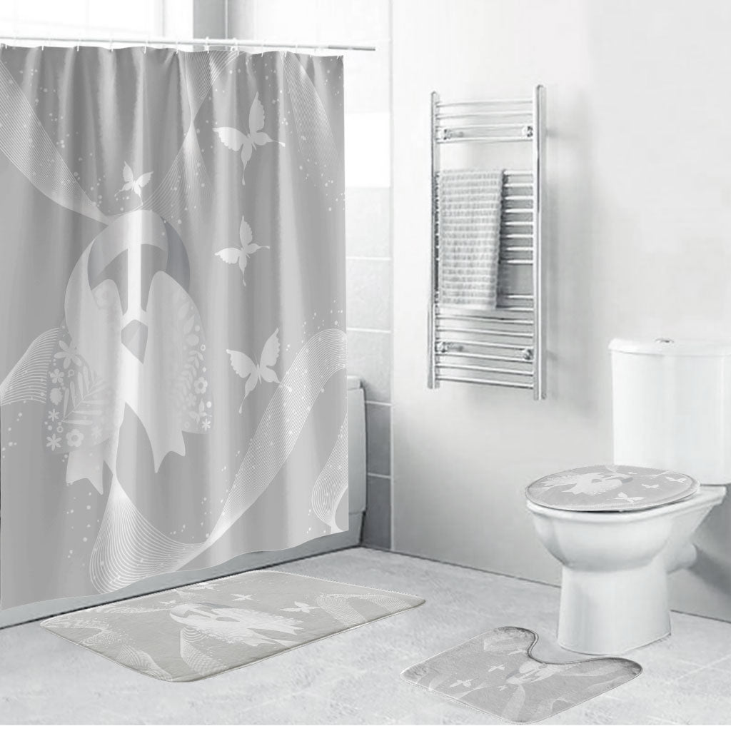 Australia Lung Cancer Awareness Bathroom Set Butterfly Ribbon Art