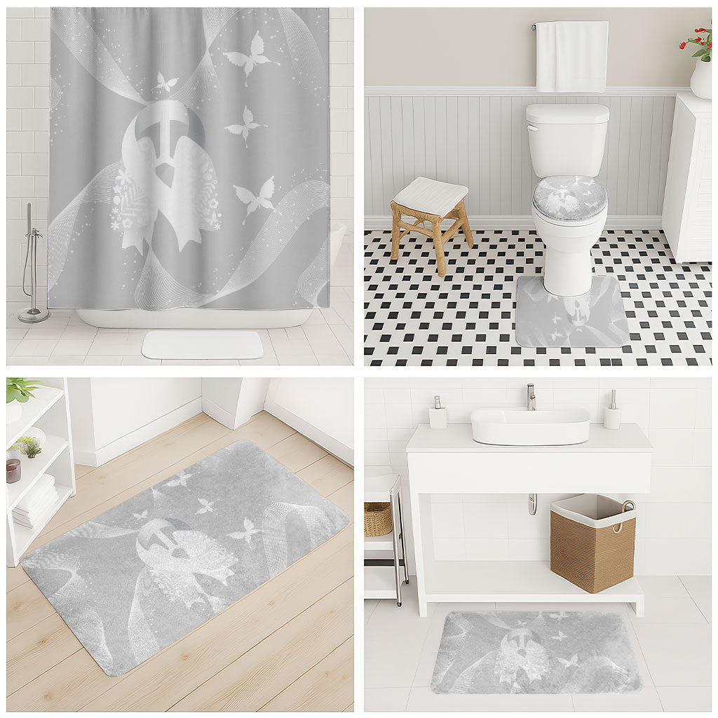 Australia Lung Cancer Awareness Bathroom Set Butterfly Ribbon Art