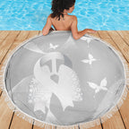 Australia Lung Cancer Awareness Beach Blanket Butterfly Ribbon Art