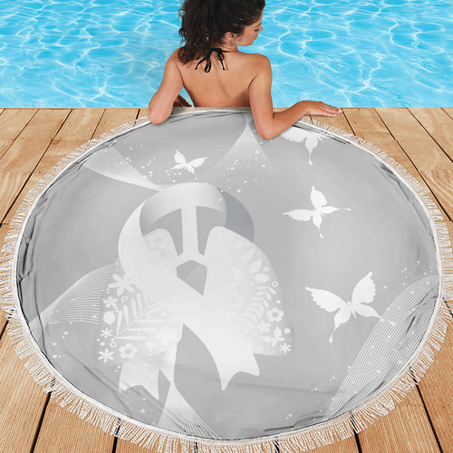 Australia Lung Cancer Awareness Beach Blanket Butterfly Ribbon Art