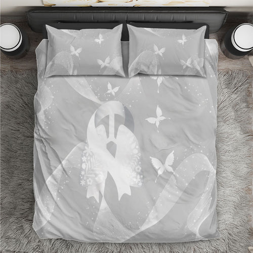 Australia Lung Cancer Awareness Bedding Set Butterfly Ribbon Art