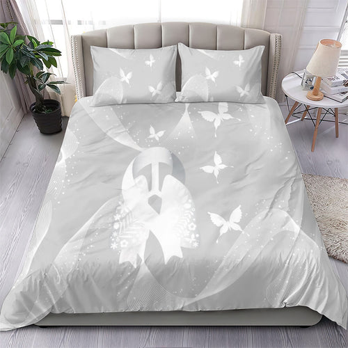 Australia Lung Cancer Awareness Bedding Set Butterfly Ribbon Art
