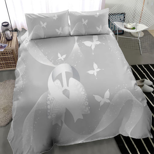Australia Lung Cancer Awareness Bedding Set Butterfly Ribbon Art