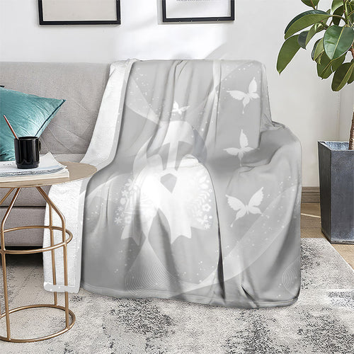 Australia Lung Cancer Awareness Blanket Butterfly Ribbon Art
