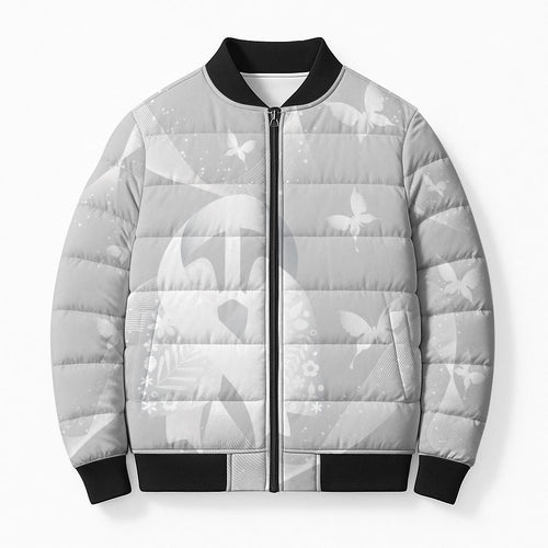 Australia Lung Cancer Awareness Personalised Bomber Puffer Jacket Butterfly Ribbon Art