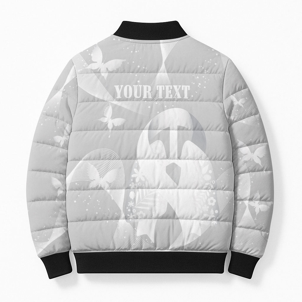 Australia Lung Cancer Awareness Personalised Bomber Puffer Jacket Butterfly Ribbon Art